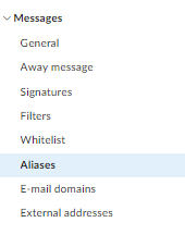 Alias für den Versand von E-Mails: Schritt 2