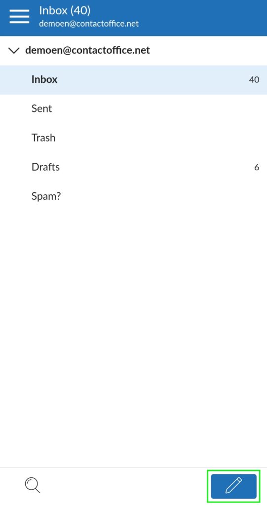 Escrever um e-mail - aplicativo móvel
