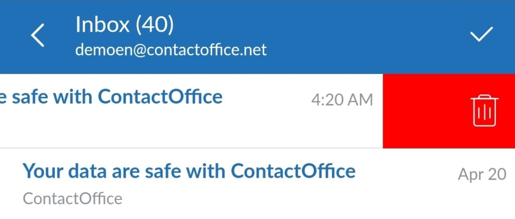 Excluir um e-mail - aplicativo móvel