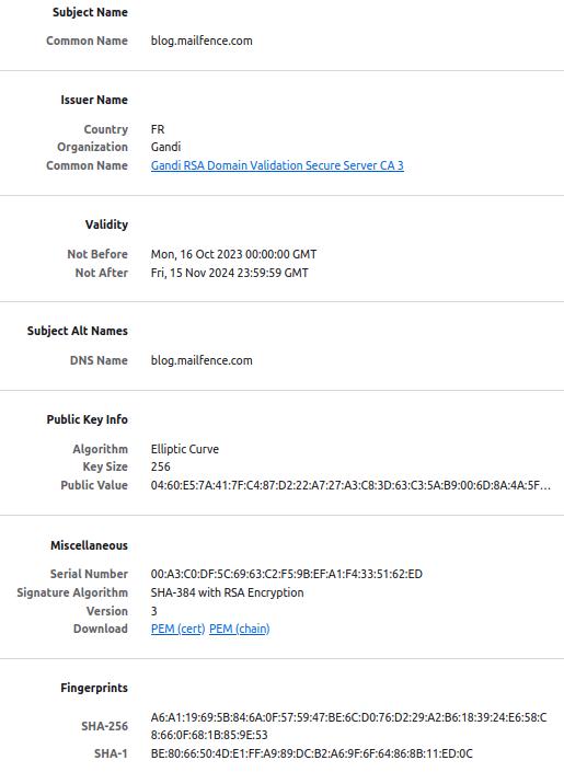 Certificats SSL - blog